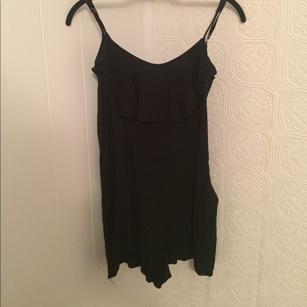 Black Romper with Flowy Top